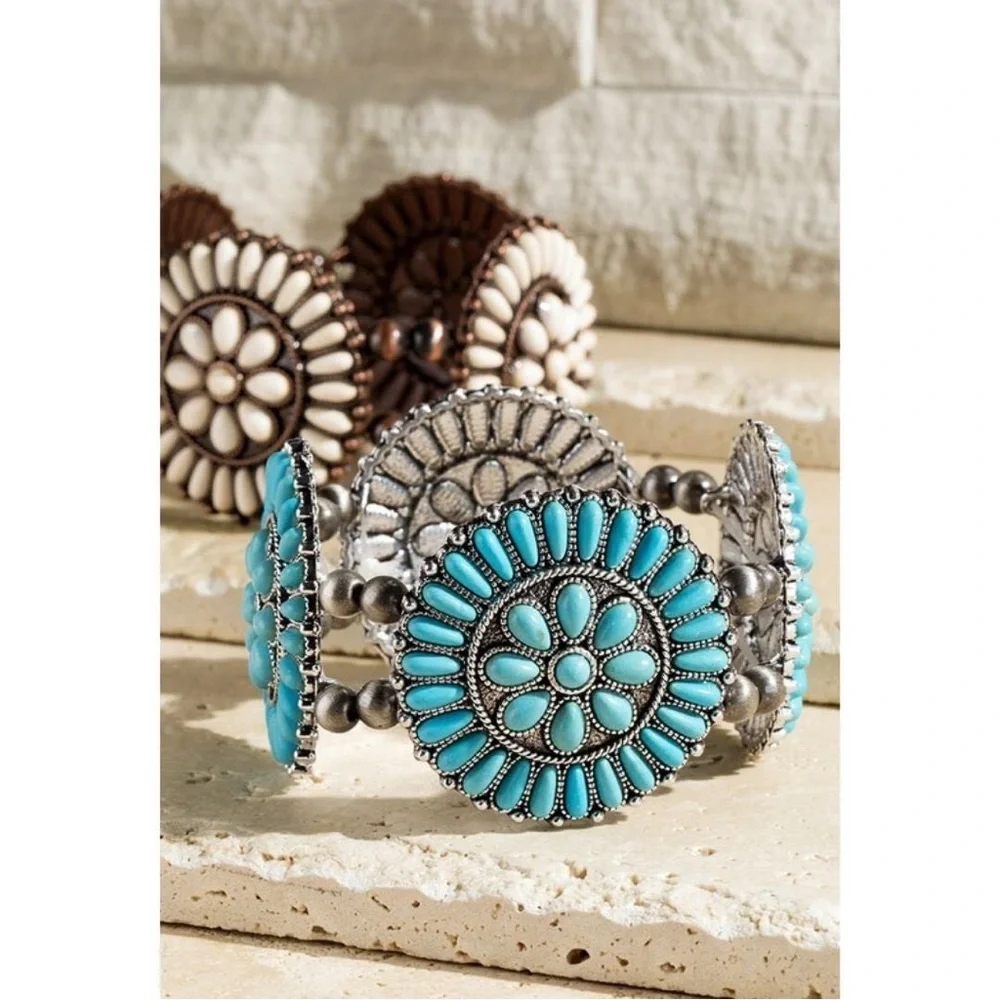 New Western Turquoise Squash Blossom Bracelet